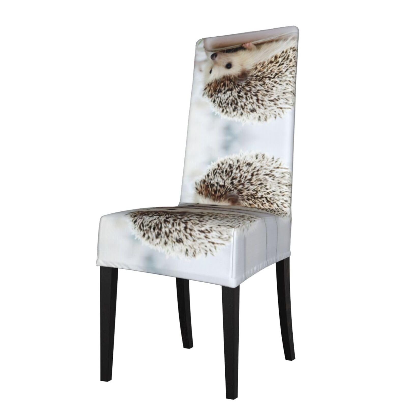HLSBSSL Hedgehog Printed dining chair covers, wrinkle-resistant and iron-free, suitable for hotels, banquets, and conferences