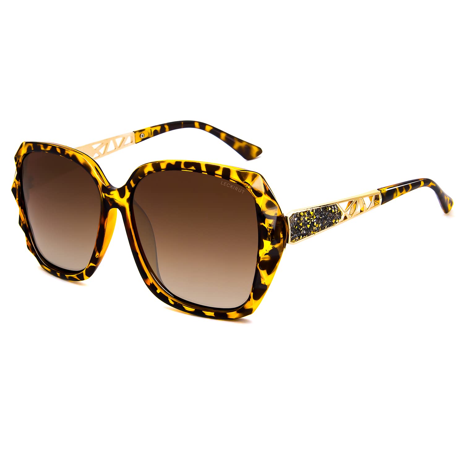 Oversized Sunglasses for Women Polarized UV Protection Classic Fashion Ladies Shades Black Frame Gray Lens