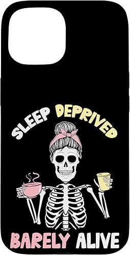 Miniatura 10 de Funda para iPhone 1212 Pro Sleep Deprived Barely Alive Messy Bun Skeleton Halloween