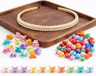 Plutify Hair Bands for Girls | Hairbands | Head Band | Non-Slip Hairbands for Kids with 10 Hair Beads & 5 Claw Clips Fancy... Price In India