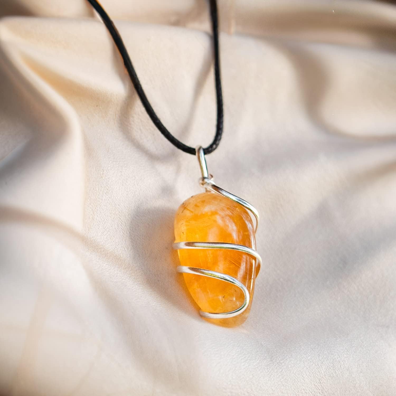 AYANA Citrine Gemstone Pendant Necklace | Natural Crystal Healing | Stone of Joy, Promotes happiness, Wealth, and Abundance | Handmade with Ethically Sourced Raw Natural Pure Gemstone - Image 4
