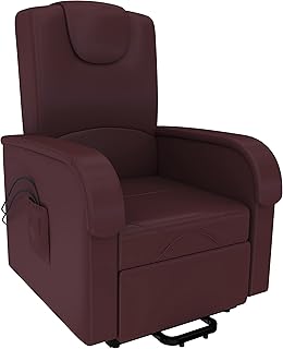 Poltrona Relax Reclinabile Elettrica Sedia Con Lift Alzapersona Con Telecomando in Ecopelle Imbottita Schienale Reclinabile Poggiapiedi Gila 90 x 82 x 143 cm (Bordeaux, Elettrica)