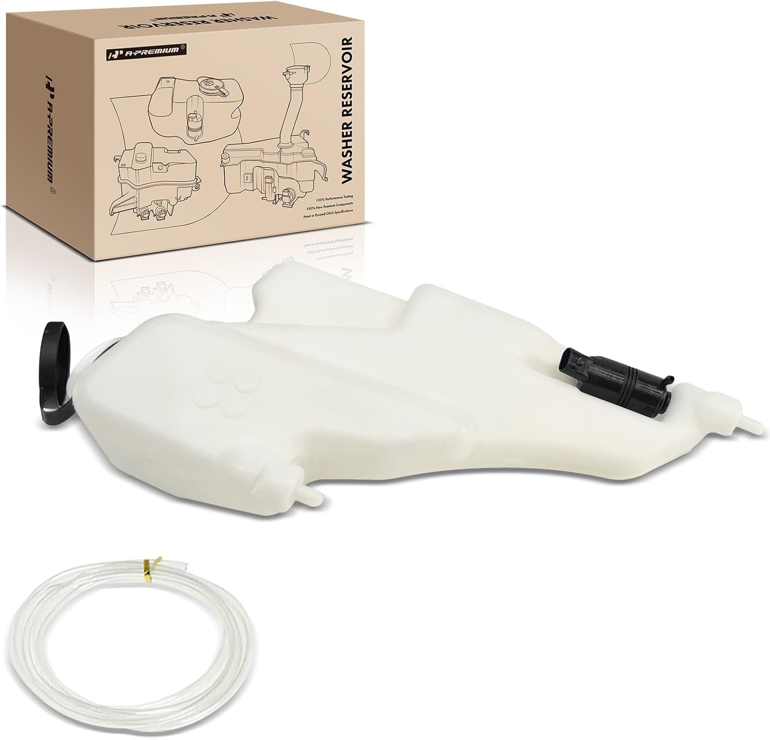 A-Premium Washer Reservoir Compatible with Chevrolet/GMC/Oldsmobile Models - 1995-2005 Blazer, 1994-2004 S10, 1994-2004 Sonoma, Jimmy, Bravada, with (Cap/Washer Pump/Hose/Bracket)