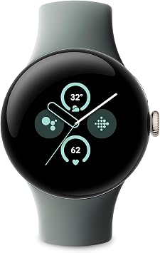 Google Pixel Watch 2 with the best of Fitbit Heart rate tracking, stress management, safety features   Android smartwatch   Champagne Gold Aluminium Case   Hazel Active Band   LTE