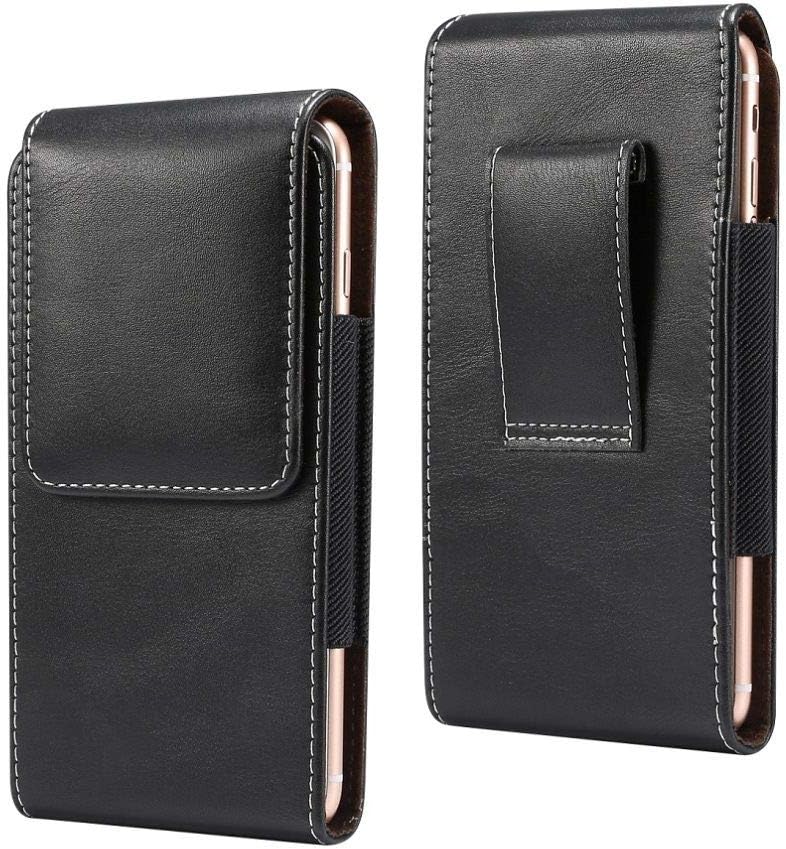 DFV mobile - Vertical Leather Holster with Belt Loop for Telstra Evoke Pro (2020) - Black