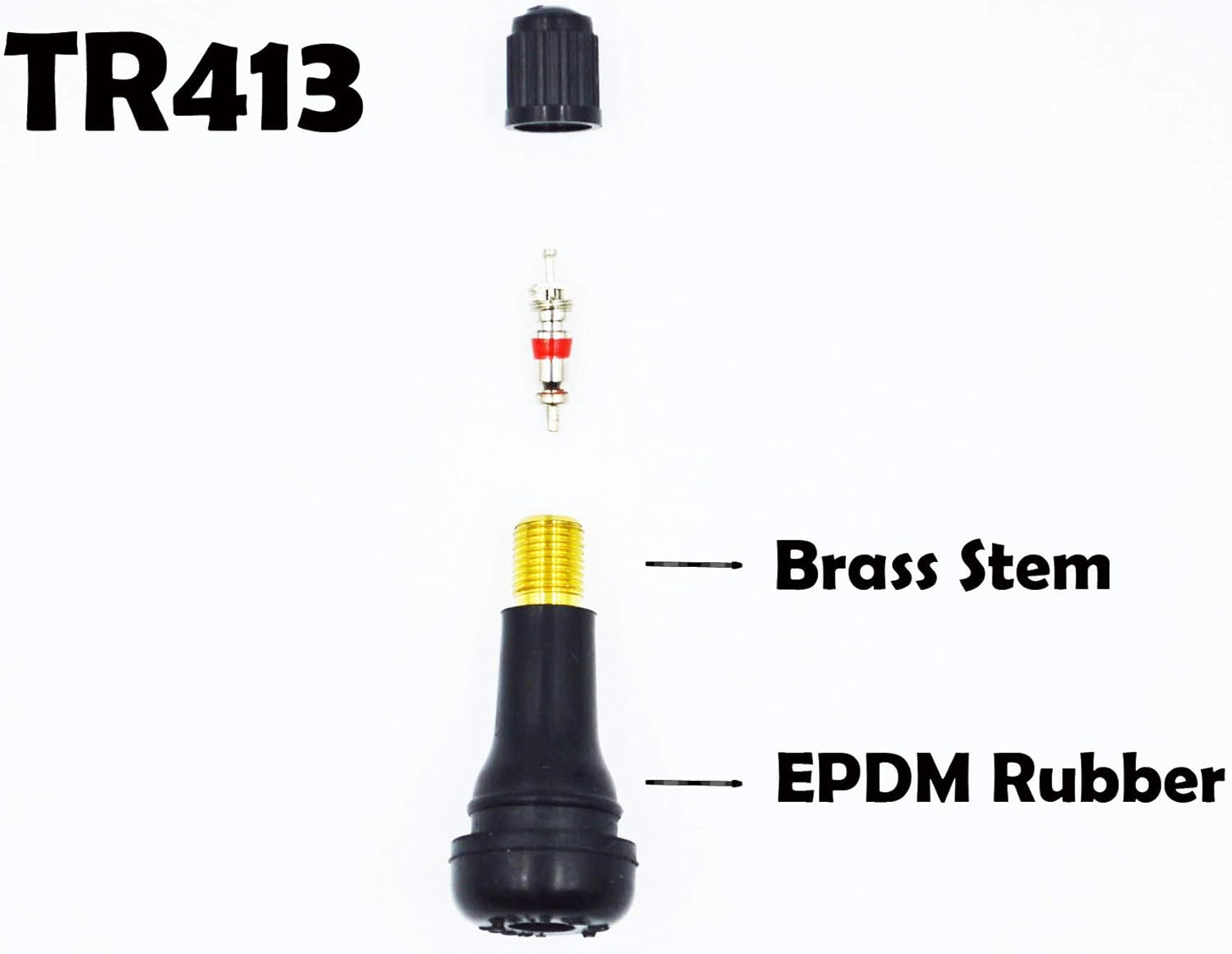 ACCRETION TR413 Rubber Snap-in Tire Valve Stem (Set of 4) : Automotive