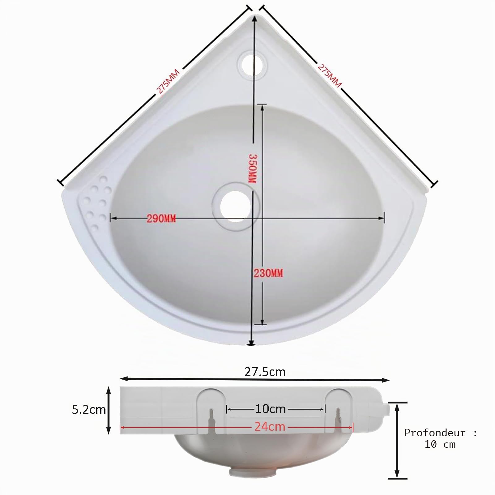 Lavabo coloré en plastique Petit lavabo d'angle pour lavage des mains, Lavabo mural en plastique, Mini lavabo, Lavabo de camping-car Évier pour jardin camping cave