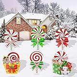 Candy Christmas Decorations Outdoor Yard Signs - 6Pcs Plastic Peppermint Lollipop Candy Signs with Stakes for Winter Holiday Christmas Outside Yard Pathway Lawn Decor Supplies