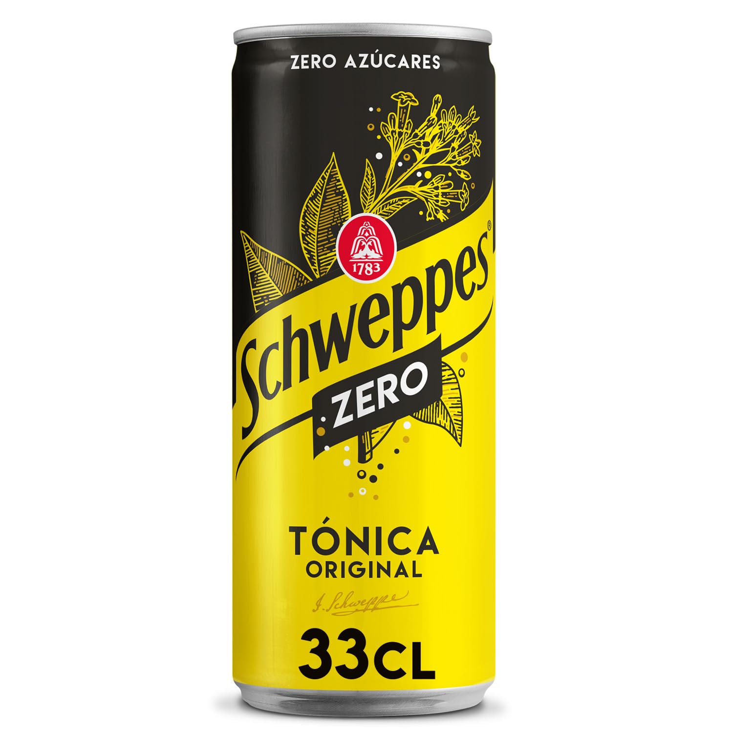 Schweppes Tónica Zero, Bebida Refrescante Sin Azúcar ni Calorías - Lata, Pack 24 x 33 cl