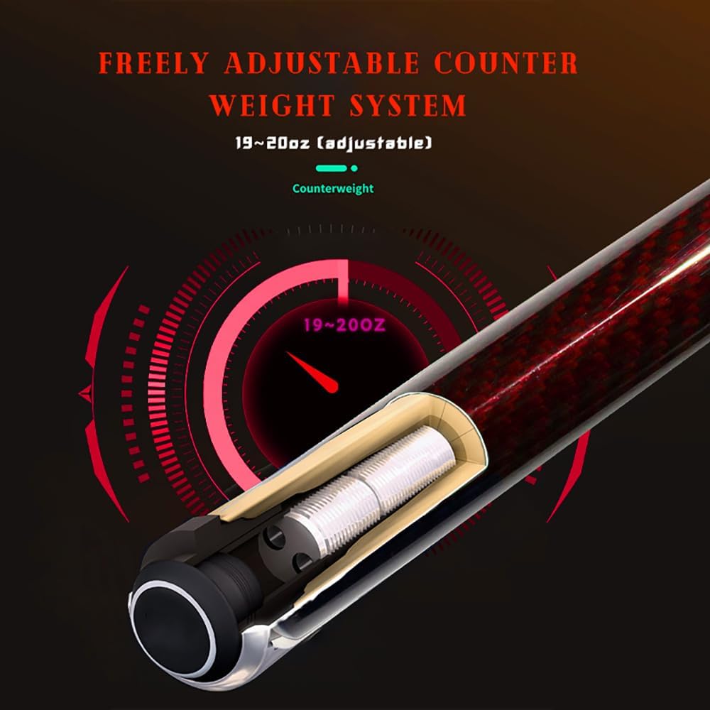 ビリヤード キュー OKHEALING 58インチ19-20oz 1/2 ジョイント カーボンファイバープール キュースティック 1