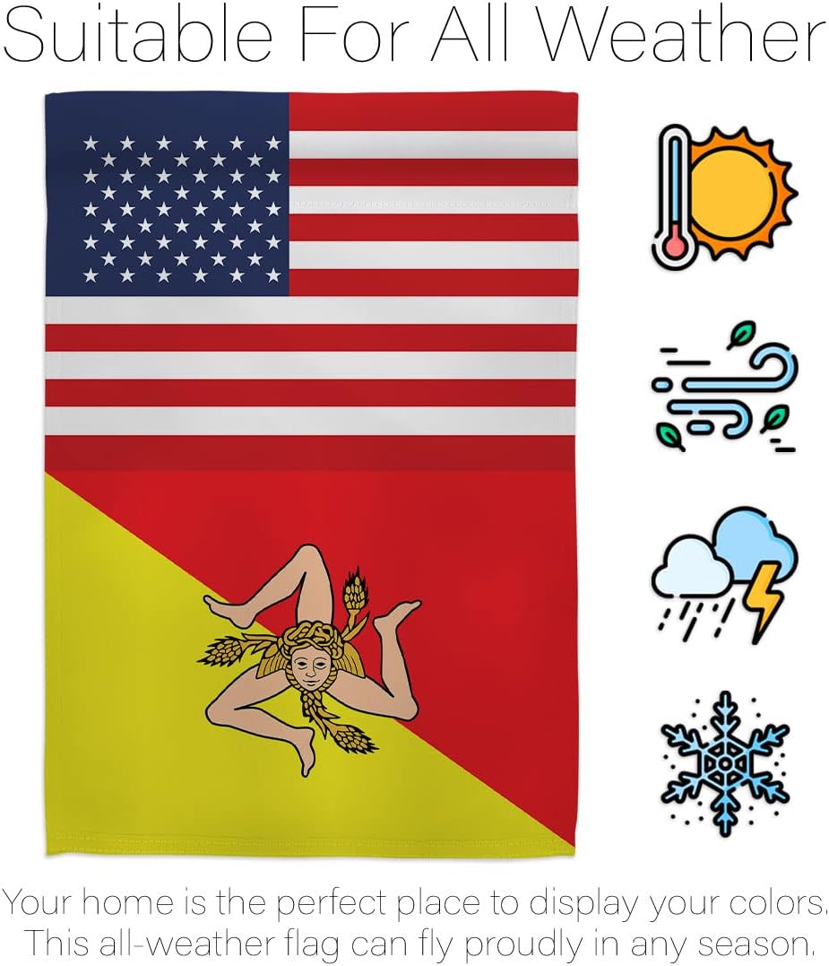 Americana Home & Garden Sicily US Friendship Garden Flag Regional Nation International World Country Particular Area House Decoration Banner Small Yard Gift Double-Sided, Made in USA