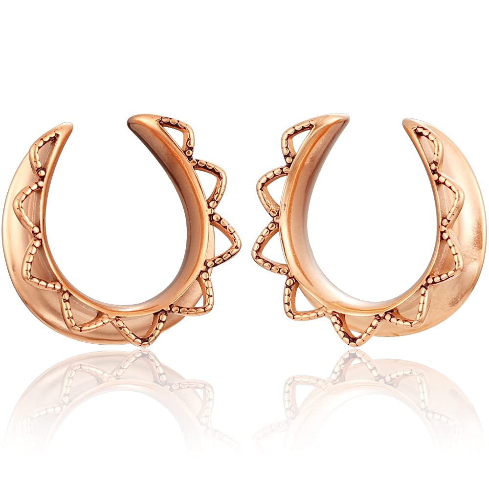 LADEMAYH Saddle Plugs Opening Ears Gauges for Women- Stainless Steel Ear Tunnels Pierced Earrings for Stretched Ears Body Piercing Jewelry