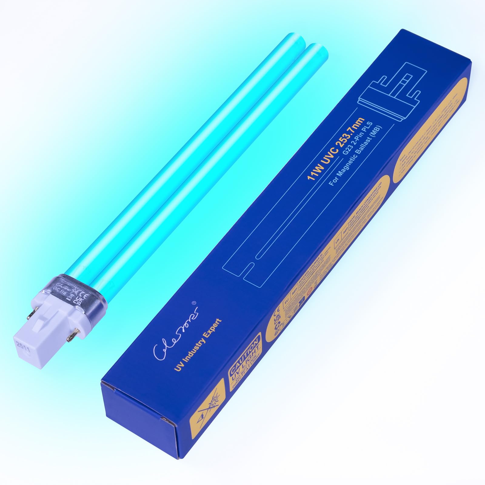 Glostars 11W UVC Ersatzlampe Leuchtmittel,mit G23 Sockel,UV Lampe Ersatz,Für Teichfilter, Aquarium & Wasserklärer