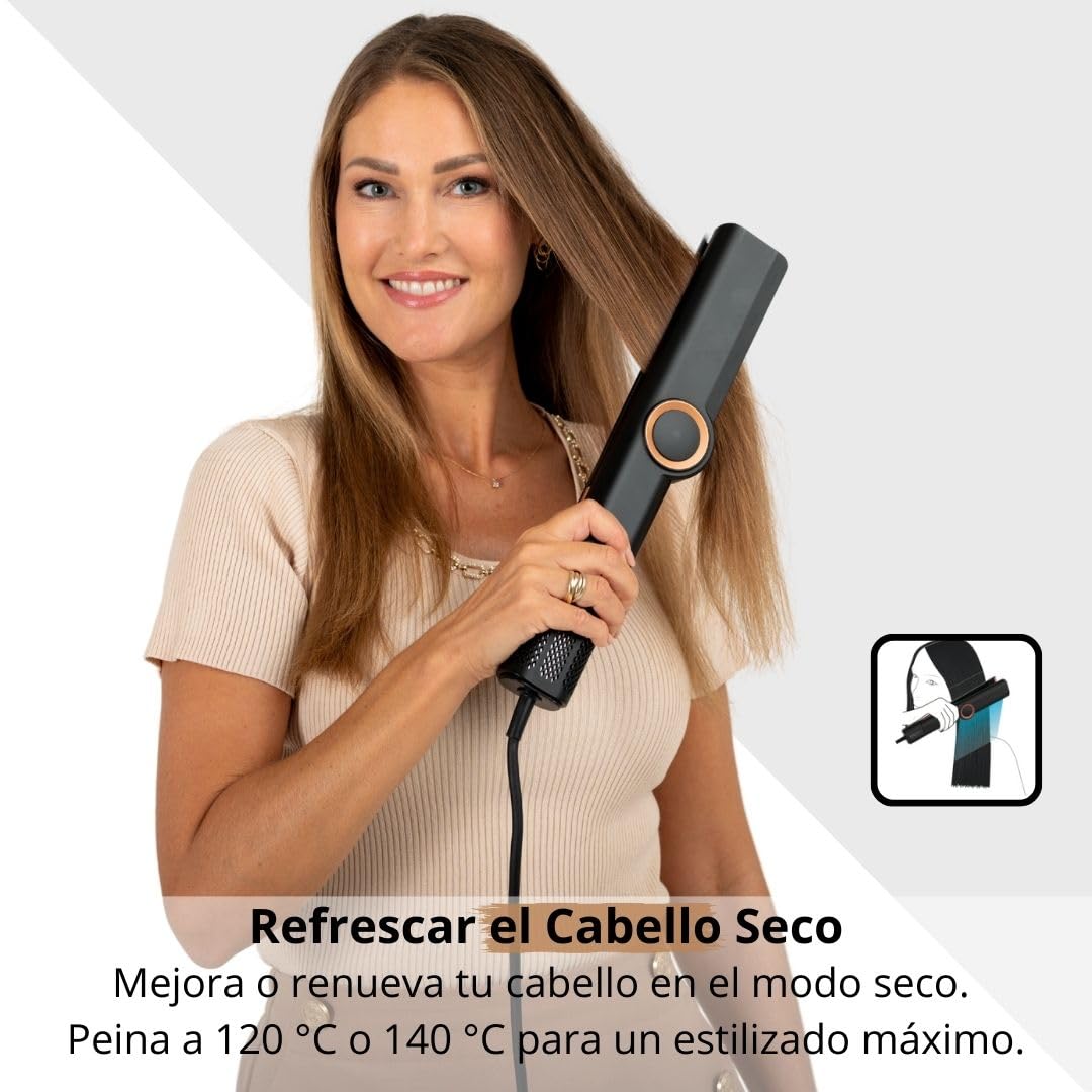 Leto Hairstrait 2-en-1 plancha de pelo profesional y Secador – Estilizado con Aire, Sin Daños por Calor, Control de Frizz, de Mojado a Seco