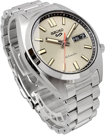 Seiko 5 SPORTS SNXS Series Automatic Wristwatch, Made in Japan, SRPK91, Men's Silver, Dark Ivory Dial, Overseas Model