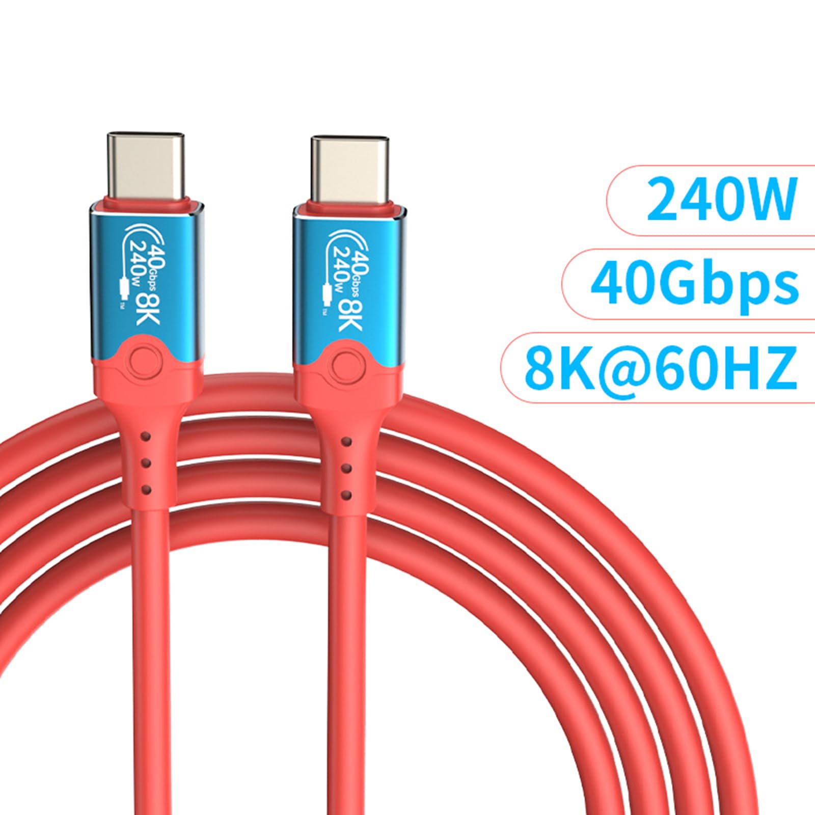 Cable USB C de carga rápida de 240 W, 40 Gbps, transferencia de datos de alta velocidad, soporta 8K a 60 Hz, cable de datos para teléfono