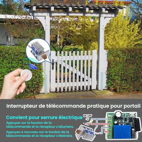 QIACHIP 433Mhz Commutateur de télécommande sans fil DC 12V 1CH récepteur porte de garage relais RF avec 2 émetteurs Contrôleur De Contact Sec – vue 6
