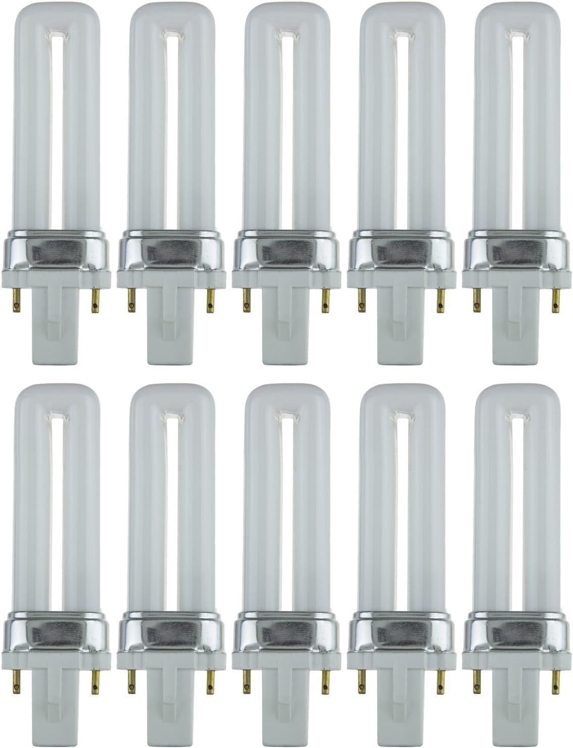 AMAX LIGHTING INC. 5-Watt Equivalent Electronic Bulb Twin Tube 2-Pin G-23 Base Compact Fluorescent Bulb, 41K (10-Pack)