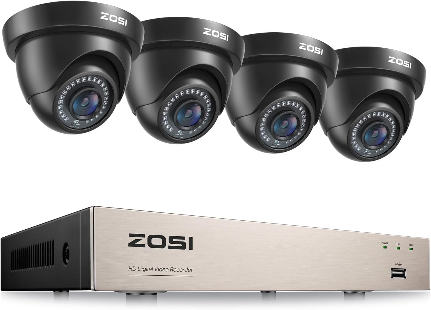Amazon.com : ZOSI 8CH 3K Lite AI DVR Recorder & 4-Pack 1080P Dome