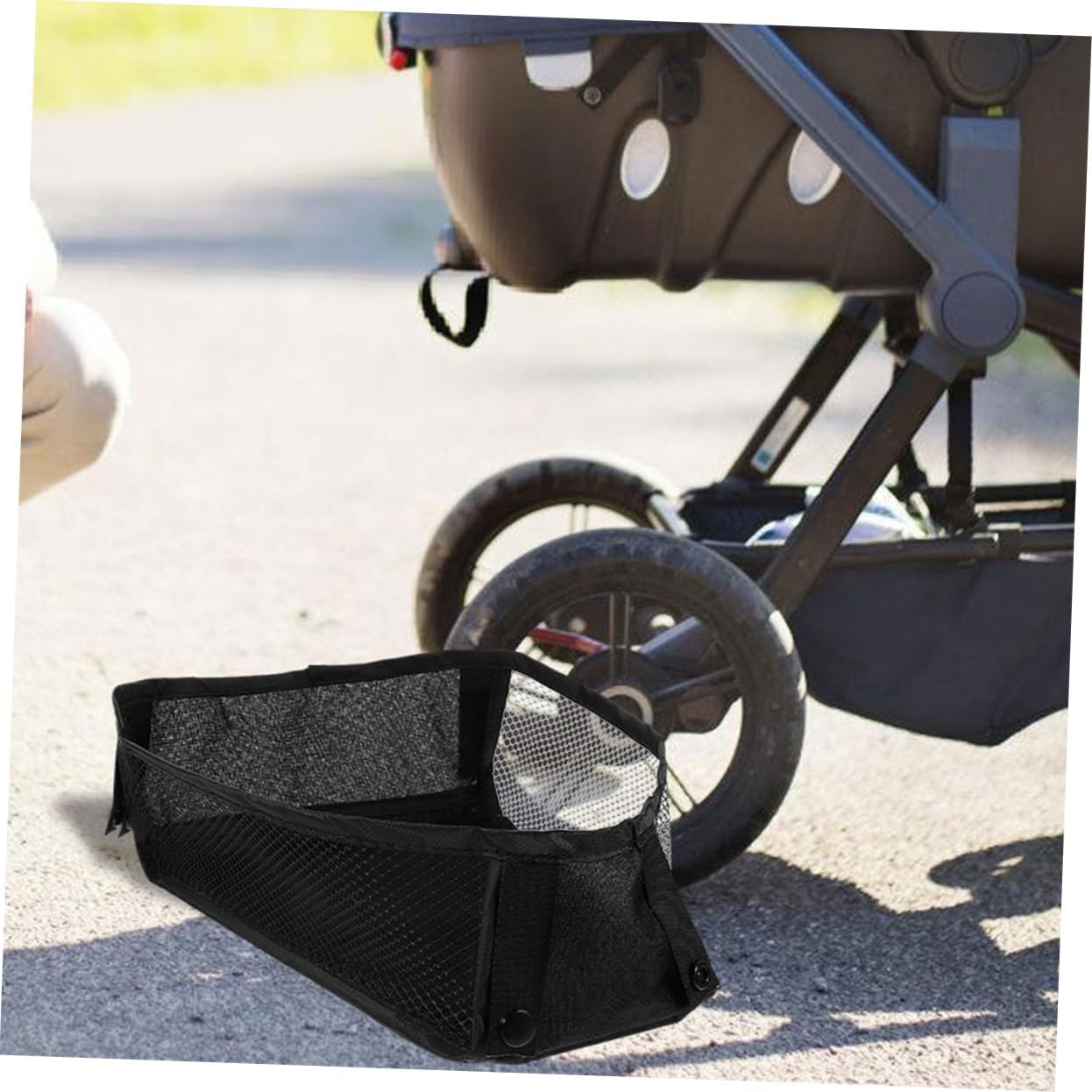 BESTonZON 2pcs Baby Stroller Organizer Net Bag Detachable Hooks Mesh Storage Pouch for Diaper Cart Universal Stroller Accessories Hanging Storage for Travel and Shopping