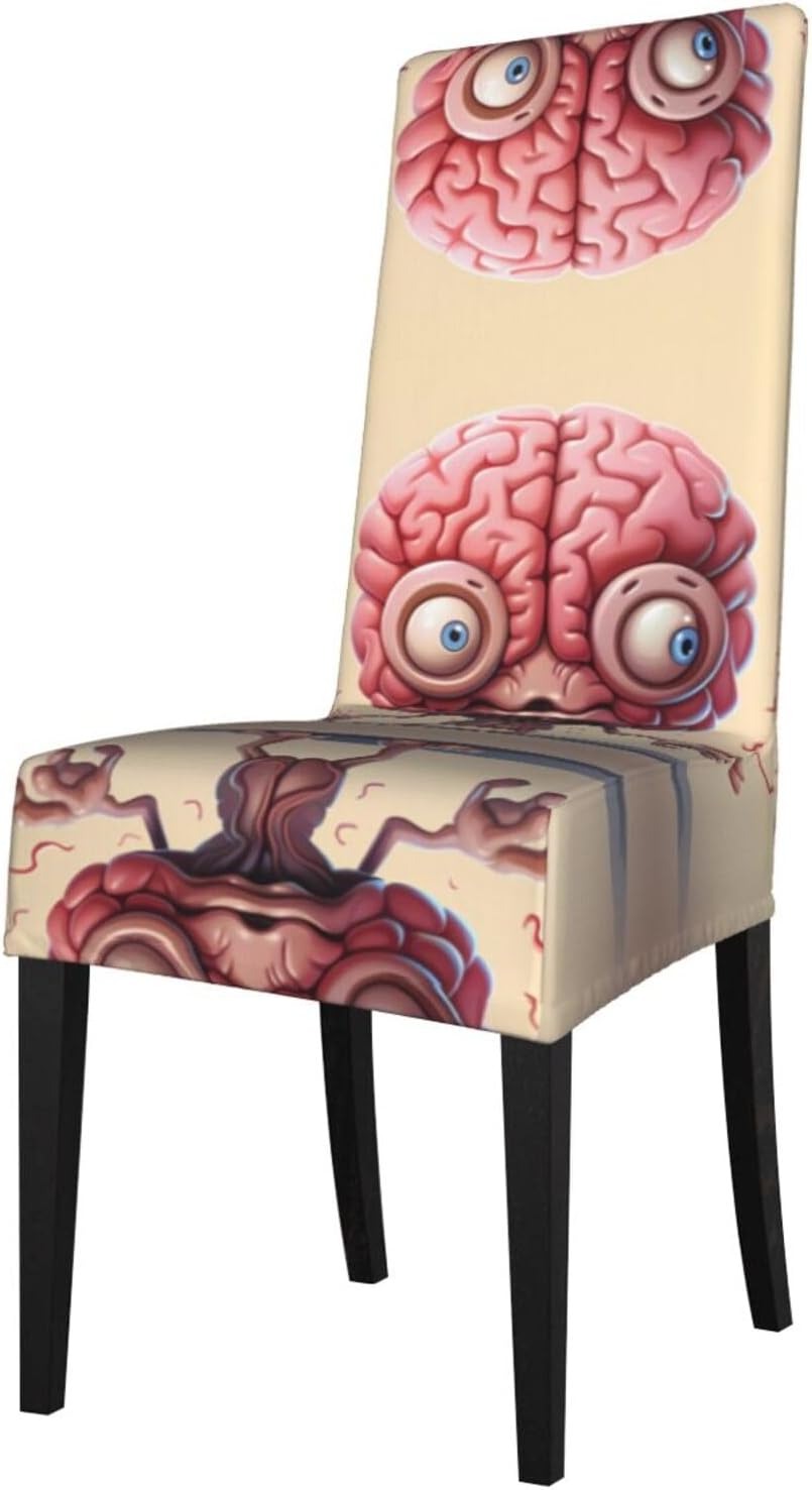 Human Brain Prints Protection Cover for Dining Chair - Stretchable Chair Throw Covers for Dining Room, Hotel Event Party