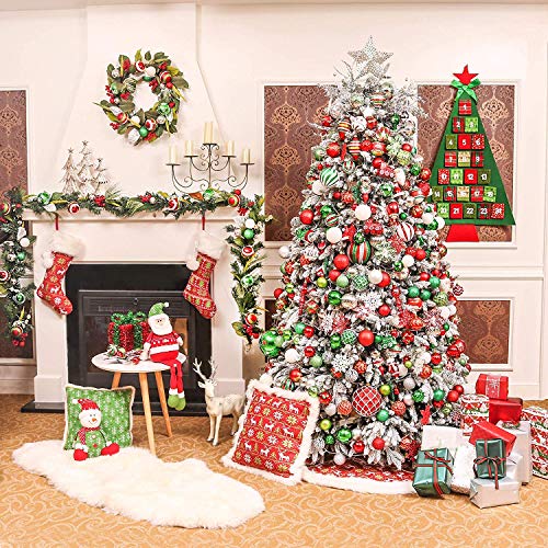 Valery Madelyn 50Ct Classic Collection Splendor Red Green White Christmas Ball Ornaments, Shatterproof Xmas Balls Value Pack For Christmas Tree Decoration #TOP6