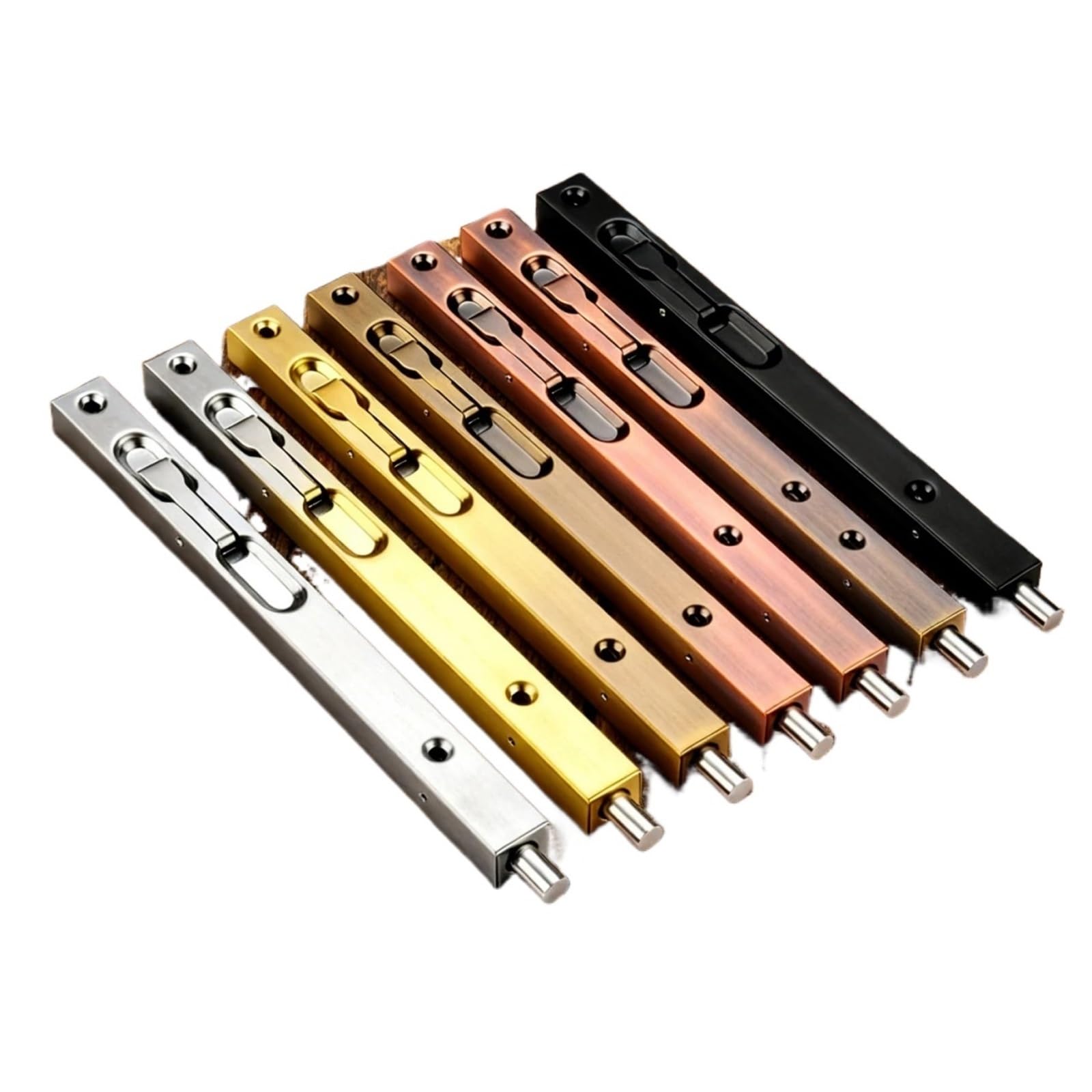 Bulloni a filo per doppia porta, 4 pezzi, in acciaio inossidabile 304, serratura verticale nascosta, per legno, principale, sicurezza e doppia (oro, 20,3 cm)