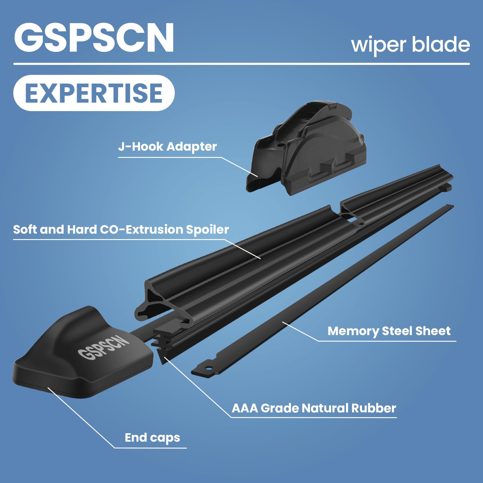 GSPSCN OEM QUALITY 18''+18'' Premium Original Replacement Windshield Wiper Blades,Quiet and Durable Stable High Performance All-Season Auto Wiper Blades for J Hook (Pack of 2)