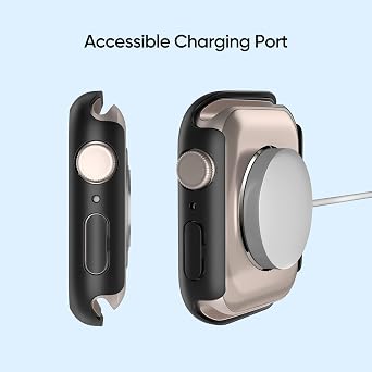 ArmorSuit 2 Pack Case Designed for Apple Watch Series 8 / Series 7 (45mm) Slim Case w/Built-in Tempered Glass Screen Protector - Black + Clear