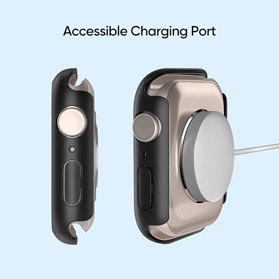 ArmorSuit 2 Pack Case Designed for Apple Watch Series 8 / Series 7 (45mm) Slim Case w/Built-in Tempered Glass Screen Protector - Black + Clear
