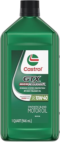 Castrol GTX High Mileage 10W-40 - Aceite sintético para motor, 1 cuarto de galón, paquete de 6
