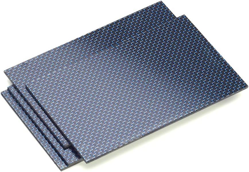 MOZTO 1pcs 75x125mm 3k Carbon Fiber Sheet, Blue and Silver Wire Woven Gloss/Matte Finish Carbon Fiber Panel Board (Color : 75x125x4.0mm Glossy)