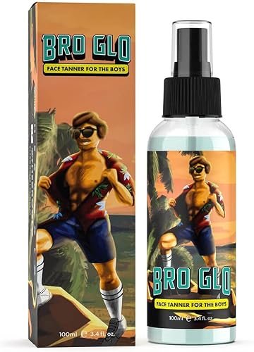 Bro Glo Self Tanner for The Boys - Quick Application Foam Mousse - Easy Sunless Tan For Your Face - Oil Free Water Based for Faster Skin Drying - Natural Sun Kissed Bronze Color Perfect for Men - Beach and Pool Not Required 3.4 FL oz