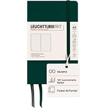 LEUCHTTURM1917 - Notebook Hardcover Pocket A6-187 Numbered Pages for Writing and Journaling Forest Green, Dotted