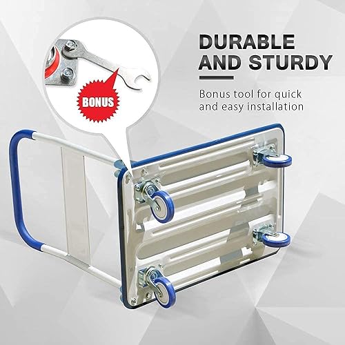 Miniatura 6 de Wellmax Paquete de carrito de compras de comestibles con carrito de plataforma plegable de 330 libras