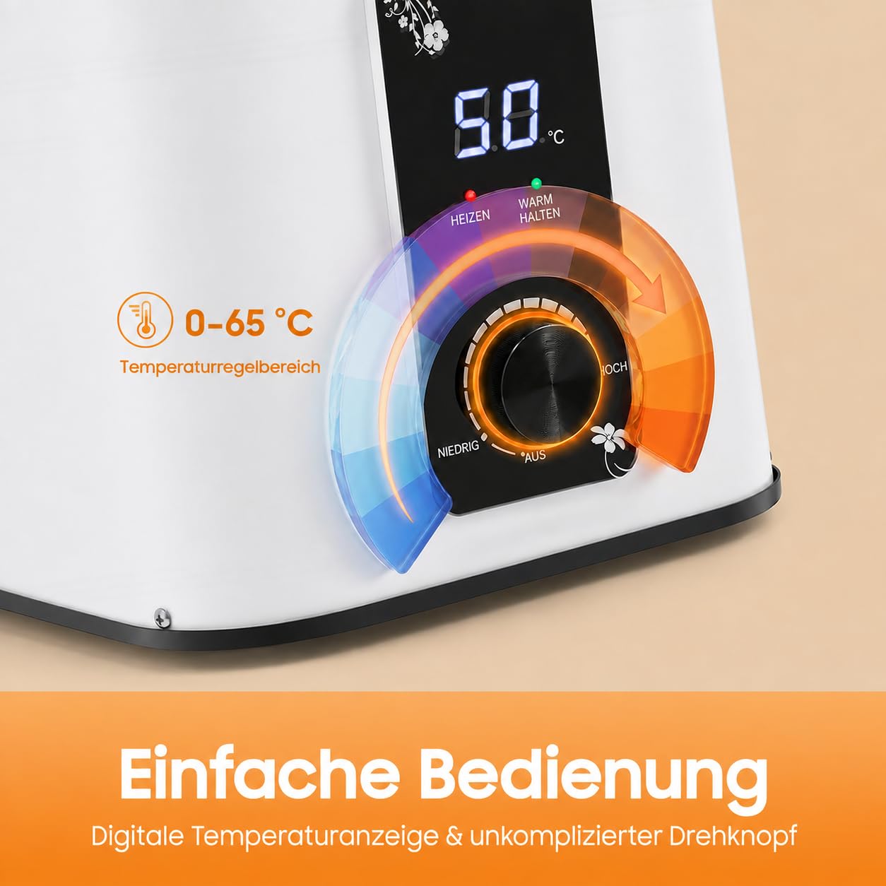 Warmwasserspeicher 8L Untertisch Boiler 1500W Kleiner Druckfester Warmwasserspeicher mit Thermostop-Funktion Untertischboiler 0-65℃ Einstellbarer Temperatur Einstellbar für Küche Bad (8L)