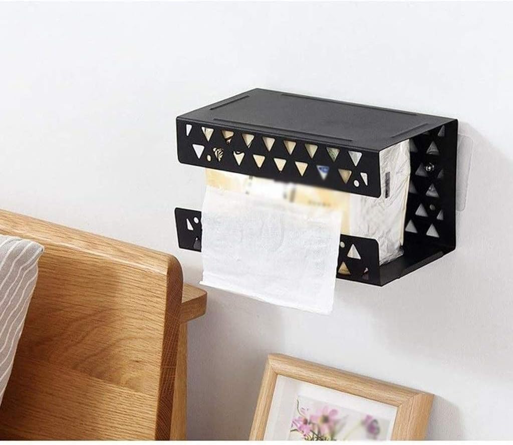 Bathroom Wrought Iron Wall-Mounted Paper Towel Holder Without Punching Tissue Box Toilet