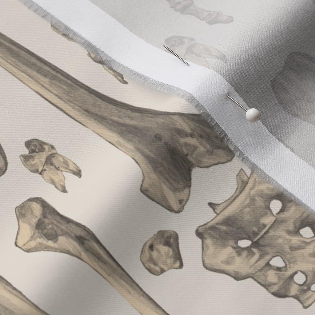 Spoonflower Fabric - Bones Anatomy Skeleton Medicine Pencil Drawing Biology Printed on Organic Cotton Sateen Fabric by The Yard - Sewing Quilting Apparel Home Decor
