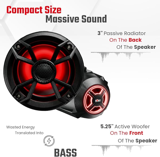 Parlantes NOAM N5 de 5.25" para UTV/Bote con Luz LED y Abrazaderas miniatura 7