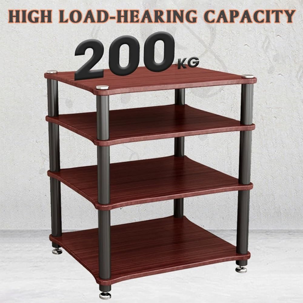 Supporto Multimediale AV Aperto A 3 Ripiani, Mobiletto Porta Componenti HiFi, Mobile Rack Ripiano AV Componenti Scaffale, Rack Porta CD, Mobiletto TV(Black,2-Tier (60x48x36cm))