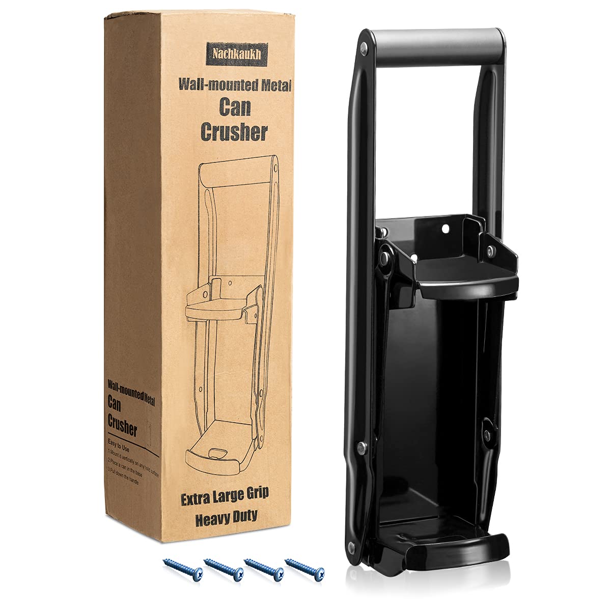 Metal Can Crusher for Recycling, 16 oz Heavy Duty Wall Mounted Can Smasher for Aluminum Seltzer, Soda, Beer Cans, Black