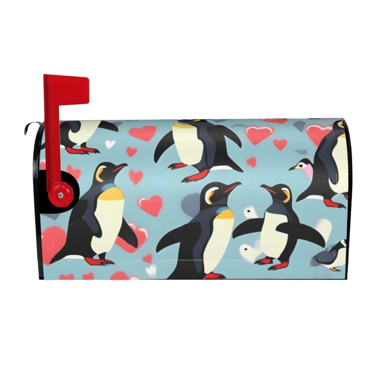 I Love Penguins Print Mailbox Cover Wraps Post Letter Box Cover Decor For Outside Garden Yard Farmhouse Home