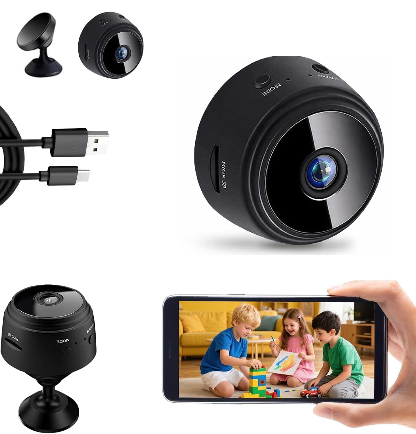 Mini Magnetic Security Camera, HD 1080p Wireless Magnetic Mini Security Camera, Hidden Cameras for Mini Home Security Cameras for Home Indoor and Outdoor Use-image-44