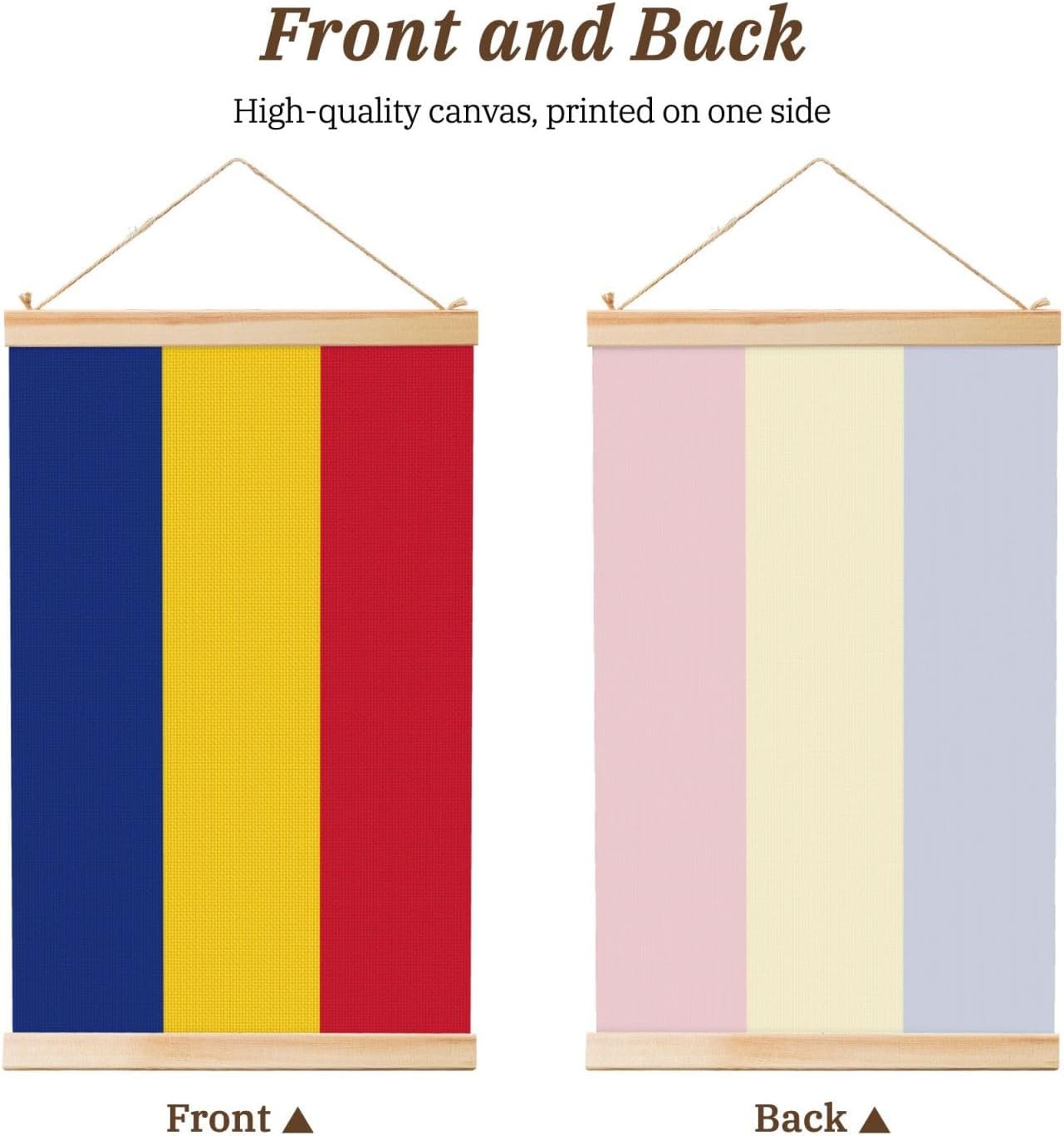 Flag Of Romania Print Poster Hanger,Hanging Poster, Poster Frame,Wood Poster Hanger, For Wall Hanging