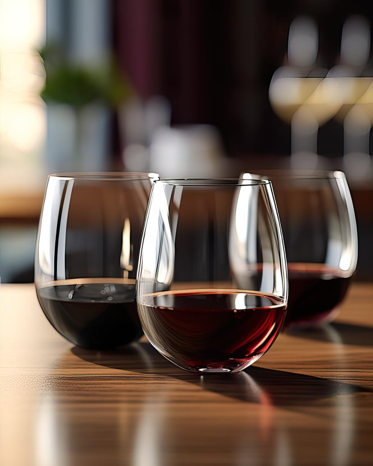 KING CRYSTAL Stemless Wine Glasses 4 Pcs 20 Oz Clear Drinkware Glasses Set of 4 Summer Drinks Glass Wine Glass Set Ideal Gift Shatterproof Glassware Party Glasses Set Dishwasher Safe