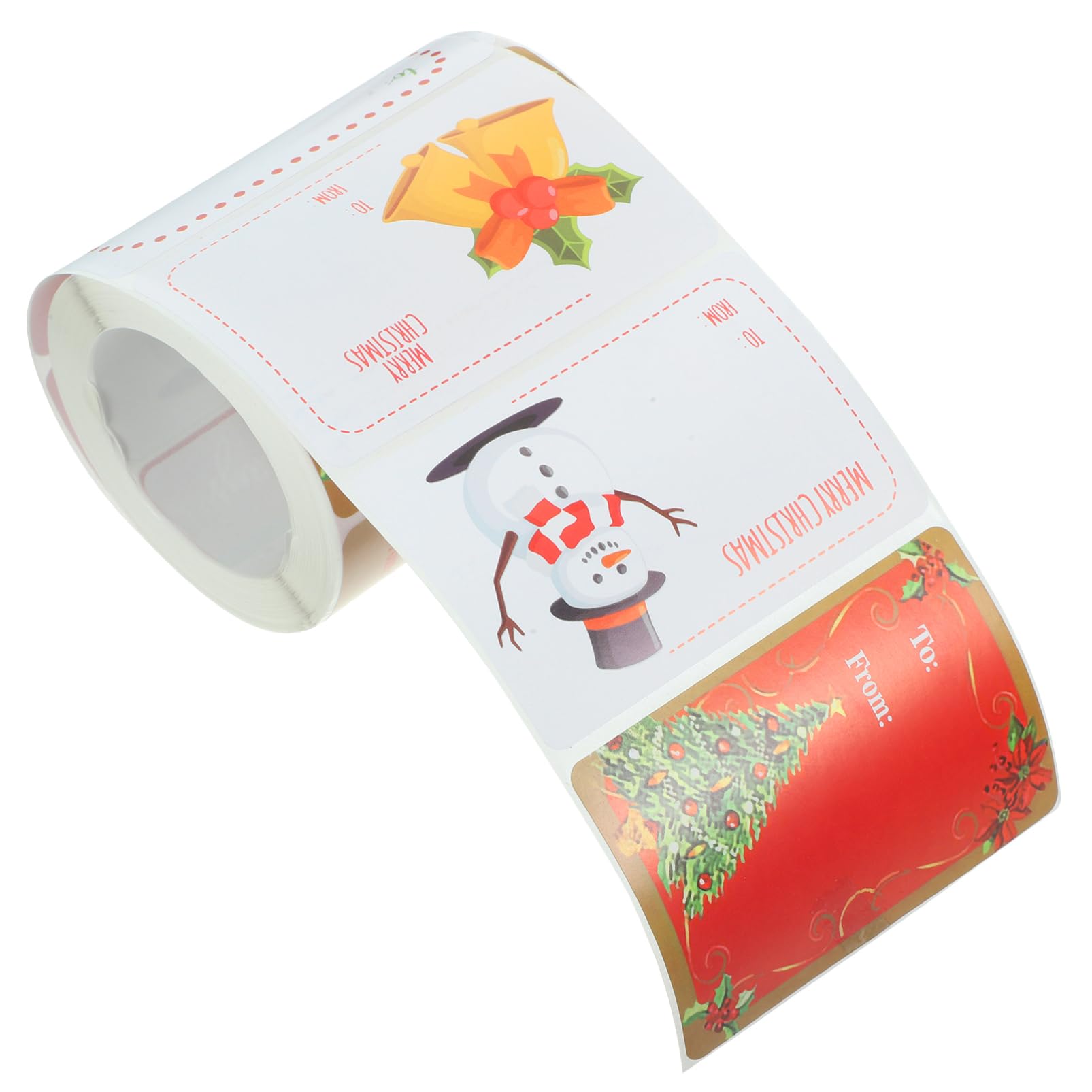 Operitacx 5 Rollen Festliche Geschenkaufkleber mit Weihnachtsmotiven Selbstklebende Rechteckige Etiketten für Handarbeiten und Partys Beschreibbare Geschenketiketten für Persönliche Note