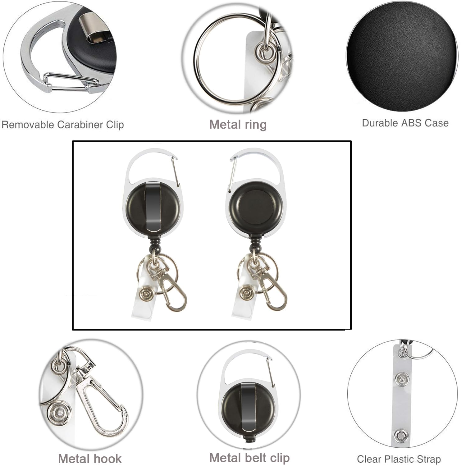 Amazon | 吊り下げ名札用リール リールクリップ キーホルダー 伸びる 2