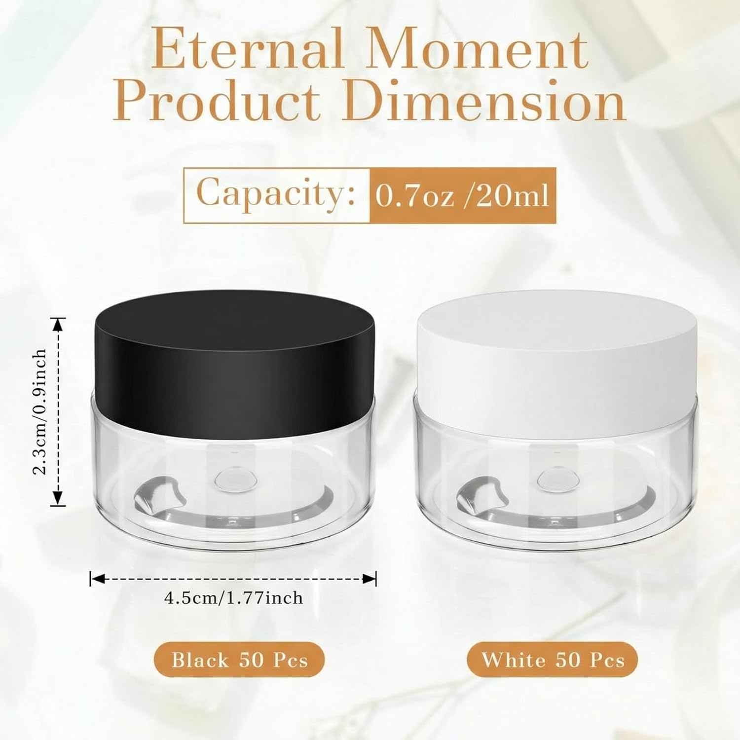 Meanplan 100 Pcs 0.7oz/20ml Plastic Containers with Lids, Clear Round Leak Proof Cosmetic Jars with Lid Wide Mouth Refillable Small Storage Containers for Lotion Cream Ointment Makeup Travel Storage