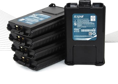 5-Pack 7.4V 1400mAh BL-5 Li-ion Battery Replacement for UV-5R UV-5R Plus UV-5RE UV-5RA UV-5RTP DM-5R BF-F8HP V2+ MK2 MK3 MK4 MK5