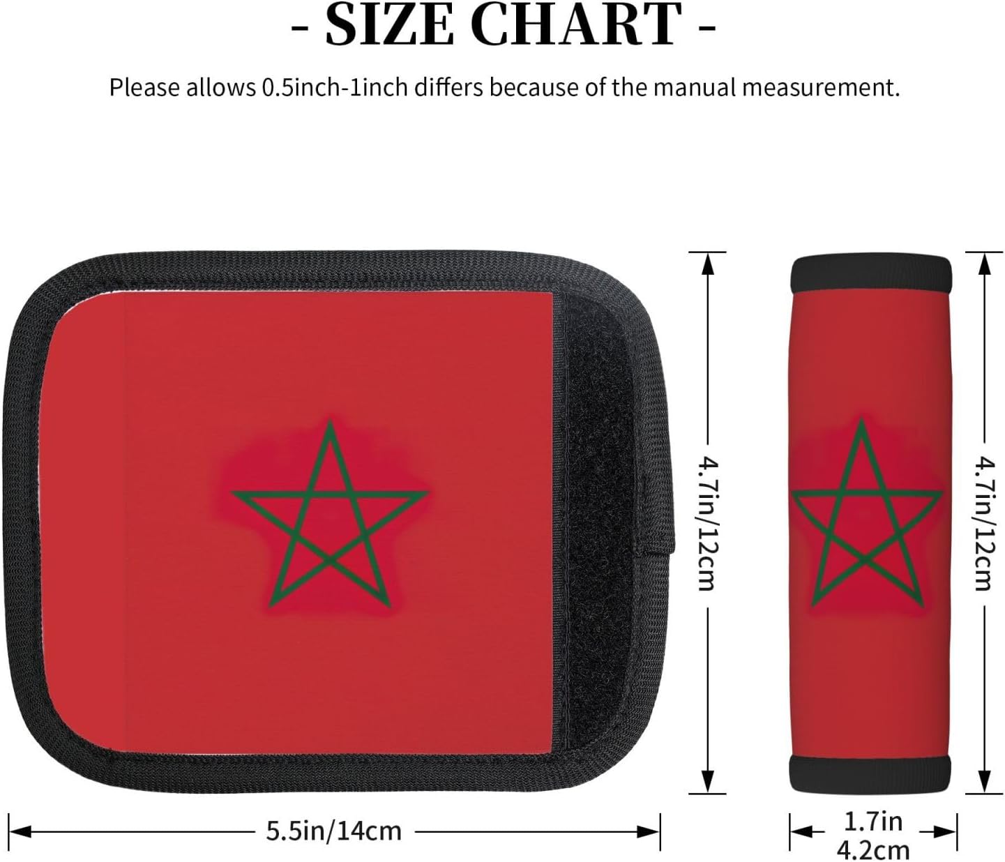 Flag of Morocco Print 2 Pack Luggage Handle Wrap for Suitcase, Comfort Soft Handle Covers, Luggage Accessories